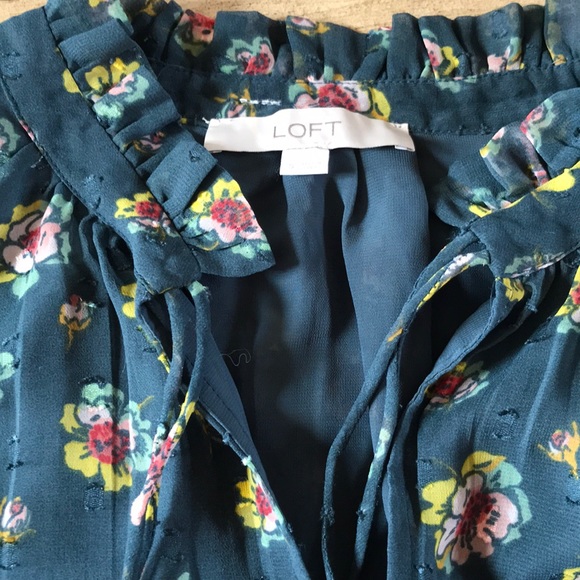 LOFT TEAL FLORAL BLOUSE - Picture 5 of 8